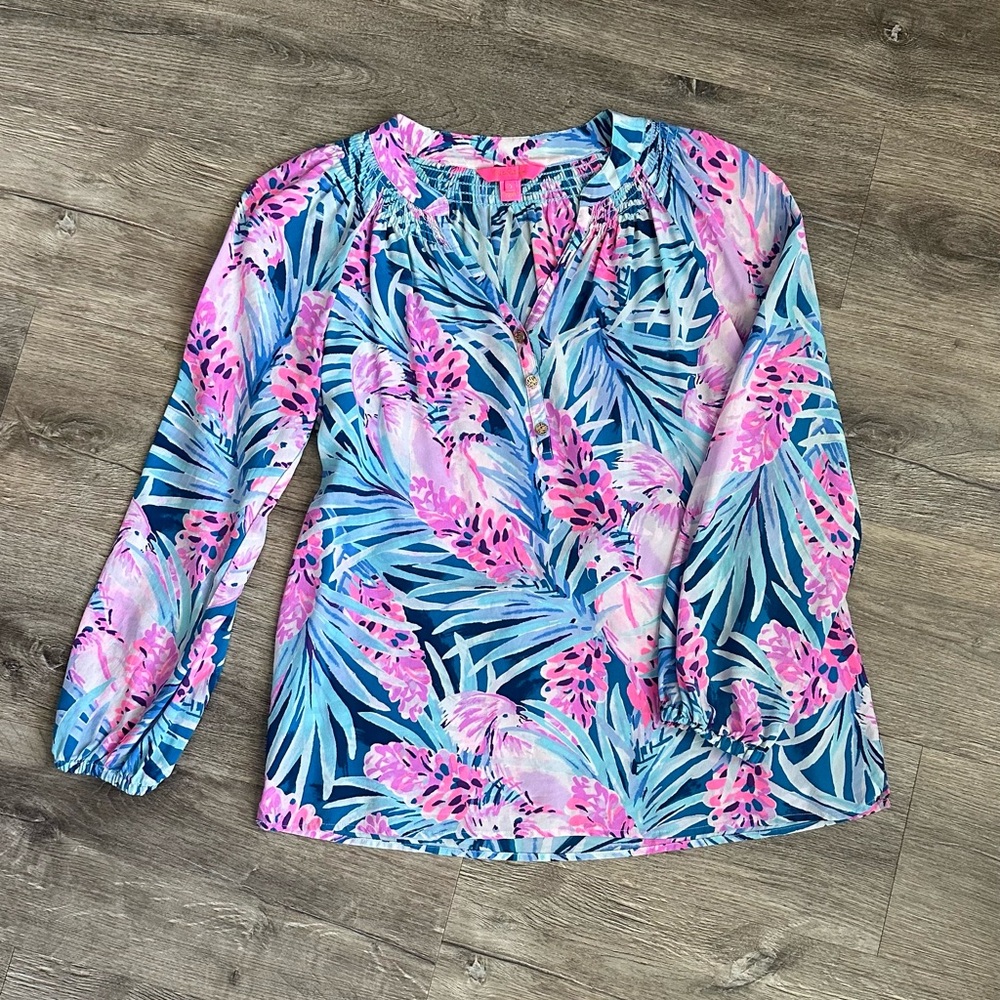 Lilly Silk Blouse - Bird Print